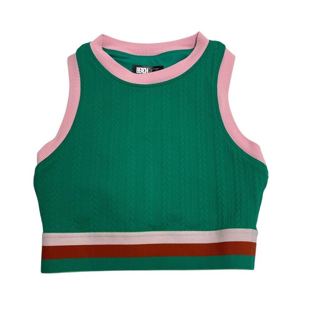 Beach Riot x Anthropologie Gwen Racerback Crop Tank Top Green Size XS